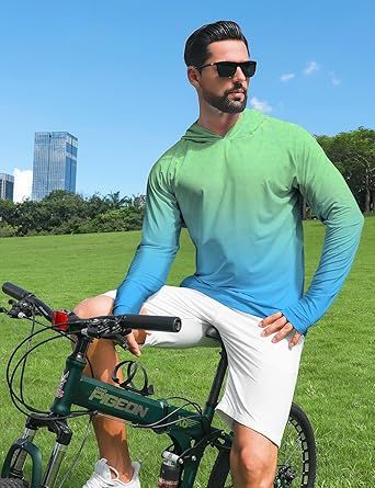 iCKER Men's Sun Protection Hoodie Shirt UPF 50+ Rash Guards Long Sleeve SPF UV Fishing Running Swimming Outdoor Shirts