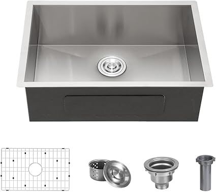 30 x 19 Inch Undermount 304 Stainless Steel Kitchen Sink, Deep Single Bowl Workstation Sink, Multifunctional Integrated Ledge One Basin Handmade Kitchen sink with Accessories Brand: ARTLINE