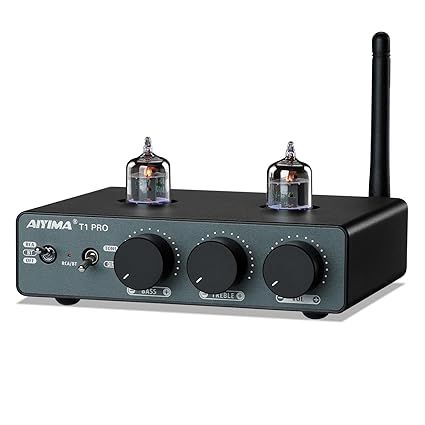 AIYIMA T1 PRO Tube Preamp Vacuum Receiver Home Audio Preamplifier with RCA/Bluetooth & Bass Treble for HiFi Stereo Amplifier&Powered Speakers,with AUX/12V Trigger Signal Output