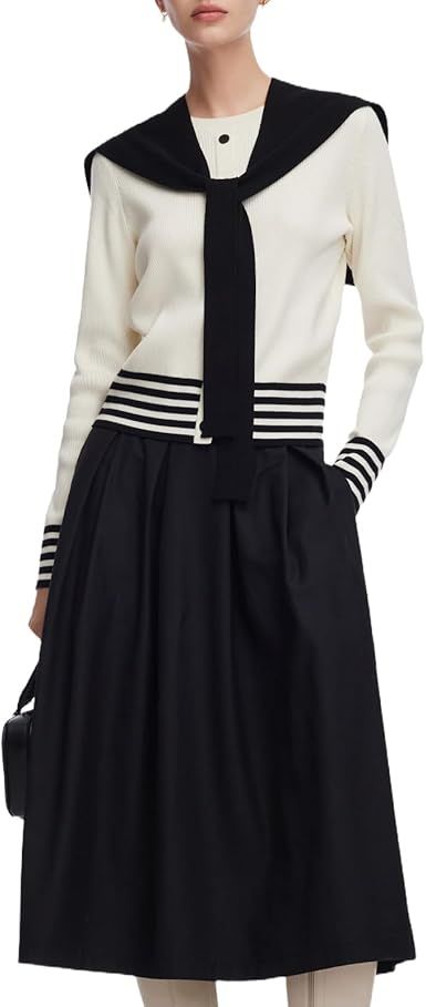 GOELIA 2026 Spring Skirt Sets Women 2 Piece Outfits Knit Pullover Sweater Top and Sweater Midi Skirts Going Out Set