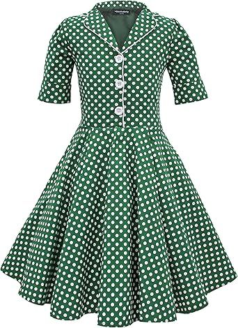 BlackButterfly Kids 'Sabrina' Vintage Polka Dot 50's Girls Dress