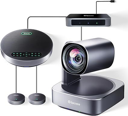 All-in-One PTZ 4K 12X Optical Zoom Video Conference Room Camera System with Bluetooth Speakerphone 2 Expansion Mics HDMI 78° Wide View Angle Lens Works with Zoom Webex for Large Meeting Room