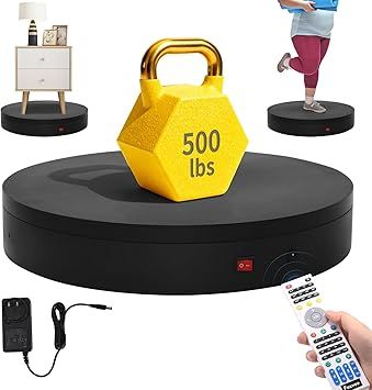 Remote-Controlled Motorized Turntable,Heavy Duty Motorized Rotating Display Stand,Speed-Adjustable Rotating Platform,Multi-Mode Photography Turntable for 3D Scan,Showcase(15.8in/Black)