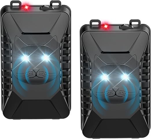 Ultrasonic Rodent Repellent, 2 Pack Plug-in Mouse Rat Pest Bat Squirrels Repellent for Car with Battery Powered Under Hood, Keep Mice Out of Cars Engines, Indoor, Garage, Storage Room-Black