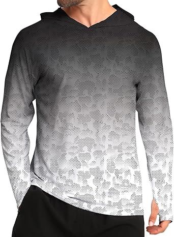 iCKER Men's Sun Protection Hoodie Shirt UPF 50+ Rash Guards Long Sleeve SPF UV Fishing Running Swimming Outdoor Shirts