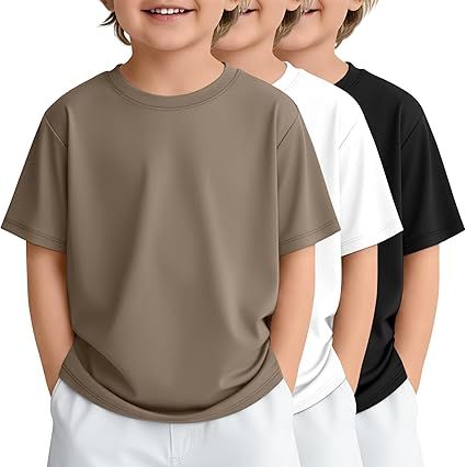3 Pack Toddler Boys Short Sleeve Shirts Basic Crew Neck Loose Fit Tees Summer Casual Soft Shirts