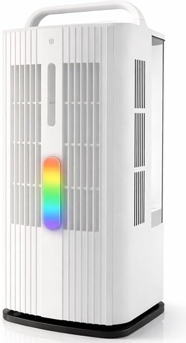 Portable Air Conditioners, 1.7L Desktop Mini Air Conditioner Cooler Fan in White, 7-Color LED Lights, 120° Oscillating Evaporative Air Cooler w/ 3 Speeds & 7H Timer for Bedroom, Office Indoor Use