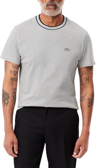 Lacoste Men's Stretch Piqué Stripe Collar T-Shirt