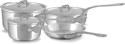 Mauviel M'Cook SB 5-Ply Stainless Steel 7-Piece Cookware Set With Brushed Cast Stainless Steel Handles, Made In France