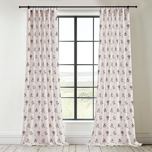 StangH Floral Curtains for Nursery Girl's Room,Classic Vintage French Country Print Pattern Thick Linen Privacy Drapes for Dining Room,W52xL84, Burgundy Red,2 Panels