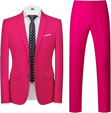 Cambkatl Men's 2 Piece Blazer Suits Slim Fit Two-Botton Suit Jacket & Pants Set Wedding Formal Business Tuxedo Outfits