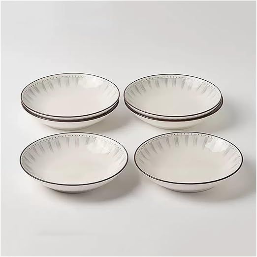 CHICKEN Dinnerware Plates 4/6 Pieces Ceramic Plate Home Salad Plate White Round Kitchen Restaurant Simple Deep Plate Soup Plate Dessert Plate Smooth Dinner Plate (Color : 6-piece, Size : 18.2cm)