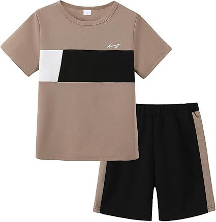 Boy Clothes Kids Boy's Summer Outfits Shorts Sleeve Crewneck T Shirt Tops Tees Shorts Sets Boy's 2 Piece Outfits