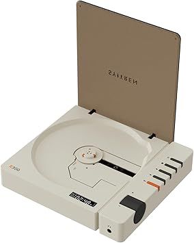 R300 CD Player Bluetooth Portable Desktop Retro CD Player for Home Fiber Output No Built-in Speaker White Gift (White)