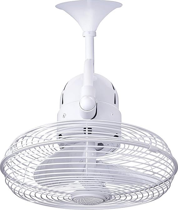 Matthews KC-WH Kaye 13" Indoor/Outdoor Damp Rated 90 Degree Oscillating Wall Mount Fan/Ceiling Fan with Wall Control, 3 Metal Blades, Gloss White
