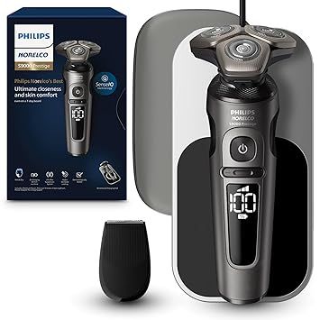 Philips Norelco S9000 Prestige Electric Shaver with Qi-Charger, Precision Trimmer and Premium Case, SP9872/86
