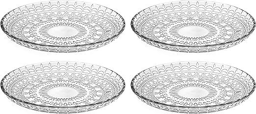 Barski Glass Salad Plate - Set of 4 Plates - For - Salad - Dessert - Designed - 7" Diameter - Made in Europe