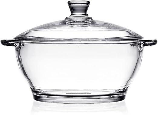 DOITOOL 1.5L Glass Stew Pot with Lid Double Ear Handles Heat Resistant Cooking Pot for Soup Noodles Slow Stewing on Home and Electric Stoves