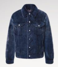 Mink fur trucker denim jacket