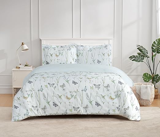 Majestic Giftware Madison Linen 8-Piece Twin Size Bedding Set (BL501-T-4) | Seagate Spring - Aqua 300 Thread Count Cotton Sateen | 2 Fitted Sheets, 2 Duvets, 4 Pillowcases | Soft & Luxurious