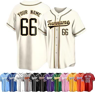 Custom Baseball Jersey Personalized Team Uniforms for Men Women Boys and Girls Add Your Name Number or Logo