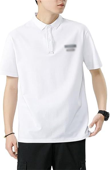White Men's Shirt Casual Short Sleeved Lapel T-Shirt Half